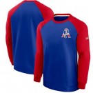 Men's New England Patriots Blue Historic Raglan Crew Performance Sweater