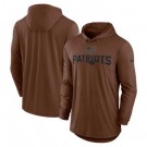 Men's New England Patriots Brown 2023 Salute To Service Lightweight Long Sleeve Hoodie T Shirt