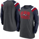Men's New England Patriots Gray Navy Tri Blend Raglan Athletic Long Sleeve T Shirt
