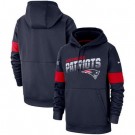 Men's New England Patriots Navy Sideline Arch Jersey Performance Pullover Hoodie