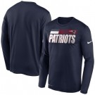 Men's New England Patriots Navy Sideline Impact Legend Performance Long Sleeves T Shirt 613