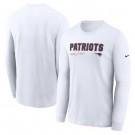 Men's New England Patriots Whtie Sideline Infograph Lock Up Performance Long Sleeve T Shirt