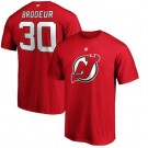 Men's New Jersey Devils #30 Martin Brodeur Red Printed T Shirt 112486