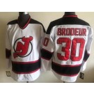 Men's New Jersey Devils #30 Martin Brodeur White Throwback Jersey