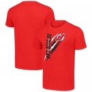 Men's New Jersey Devils Starter Red Color Scratch T Shirt