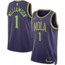 Men's New Orleans Pelicans #1 Zion Williamson Purple 2024 City Heat Press Jersey
