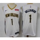 Men's New Orleans Pelicans #1 Zion Williamson White 2021 Icon Sponsor Swingman Jersey