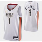 Men's New Orleans Pelicans #1 Zion Williamson White City Diamond 75th Icon Hot Press Jersey