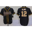 Men's New Orleans Saints #12 Chris Olave Limited Black Baseball Jersey