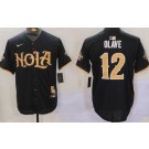 Men's New Orleans Saints #12 Chris Olave Limited Black Nola Baseball Jersey