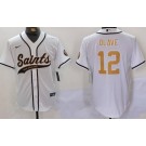 Men's New Orleans Saints #12 Chris Olave Limited White Baseball Jersey