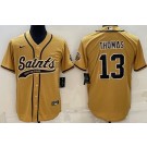 Men's New Orleans Saints #13 Michael Thomas Gold Baseball Jersey