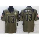 Men's New Orleans Saints #13 Michael Thomas Limited Olive 2021 Salute To Service Jersey