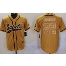 Men's New Orleans Saints #22 Rashid Shaheed Limited Gold Baseball Jersey