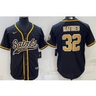 Men's New Orleans Saints #32 Tyrann Mathieu Black Baseball Jersey