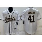 Men's New Orleans Saints #41 Alvin Kamara White Baseball Jersey