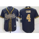 Men's New Orleans Saints #4 Derek Carr Limited Black Baseball Jersey