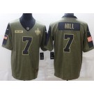 Men's New Orleans Saints #7 Taysom Hill Limited Olive 2021 Salute To Service Jersey