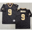 Men's New Orleans Saints #9 Drew Brees Black Throwback Jersey