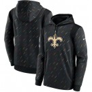 Men's New Orleans Saints Black 2021 Crucial Catch Therma Pullover Hoodie