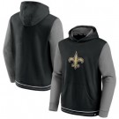 Men's New Orleans Saints Black Gray Block Party Pullover Hoodie