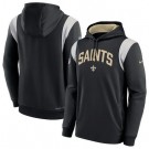 Men's New Orleans Saints Black Gray Sideline Athletic Stack Performance Pullover Hoodie