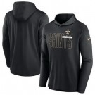 Men's New Orleans Saints Black Lightweight Performance Hooded Long Sleeve T Shirt