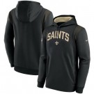 Men's New Orleans Saints Black Sideline Athletic Stack Performance Pullover Hoodie