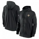 Men's New Orleans Saints Black Sideline Club Performance Full Zip Hoodie