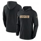 Men's New Orleans Saints Black Sideline Hoodie Performance Long Sleeve T Shirt