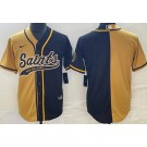 Men's New Orleans Saints Blank Black Gold Split Baseball Jersey
