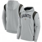 Men's New Orleans Saints Gray Black Sideline Athletic Stack Performance Pullover Hoodie