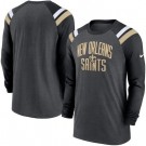 Men's New Orleans Saints Gray Black Tri Blend Raglan Athletic Long Sleeve T Shirt