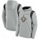 Men's New Orleans Saints Gray Sideline Logo Performance Pullover Hoodie