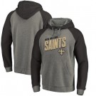 Men's New Orleans Saints Gray Slant Strike Tri Blend Raglan Pullover Hoodie