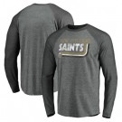 Men's New Orleans Saints Gray Tri Blend Raglan Athletic Long Sleeve T Shirt