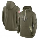 Men's New Orleans Saints Olive 2022 Salute to Service Therma Performance Pullover Hoodie