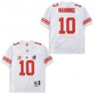 Men's New York Giants #10 Eli Manning White C Patch XLII Super Bowl 2007 Throwback Jersey