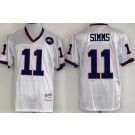 Men's New York Giants #11 Phil Simms White Throwback Jersey