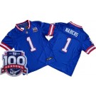 Men's New York Giants #1 Malik Nabers Limited Blue Classic FUSE 100 Seasons Vapor Jersey