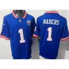 Men's New York Giants #1 Malik Nabers Limited Blue Classic FUSE 100 Seasons Vapor Jersey