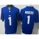 Men's New York Giants #1 Malik Nabers Limited Blue FUSE Vapor Jersey