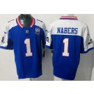 Men's New York Giants #1 Malik Nabers Limited Blue Thanksgiving 100 Seasons FUSE Vapor Jersey