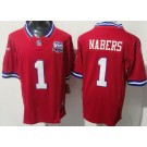 Men's New York Giants #1 Malik Nabers Limited Red 100 Seasons FUSE Vapor Jersey