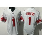 Men's New York Giants #1 Malik Nabers Limited White FUSE Vapor Jersey