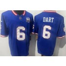 Men's New York Giants #6 Jaxson Dart Limited Blue Classic 100 Seasons FUSE Vapor Jersey