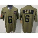Men's New York Giants #6 Jaxson Dart Limited Green 2025 Salute To Service Jersey