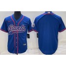 Men's New York Giants Blank Blue Baseball Jersey