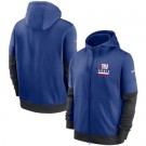 Men's New York Giants Blue Sideline Impact Lockup Performance Full Zip Pullover Hoodie