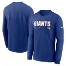 Men's New York Giants Blue Sideline Infograph Lock Up Performance Long Sleeve T Shirt